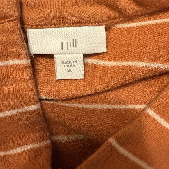 J Jill French Terry Tank Dress XL Orange Striped V-Neck Lounge Casual Vacation - Picture 6 of 12